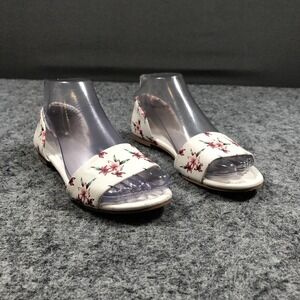 GUESS GFLACE 2 Sandals Womens Size 5.5 White Floral D'Orsay‎ Flat Shoes